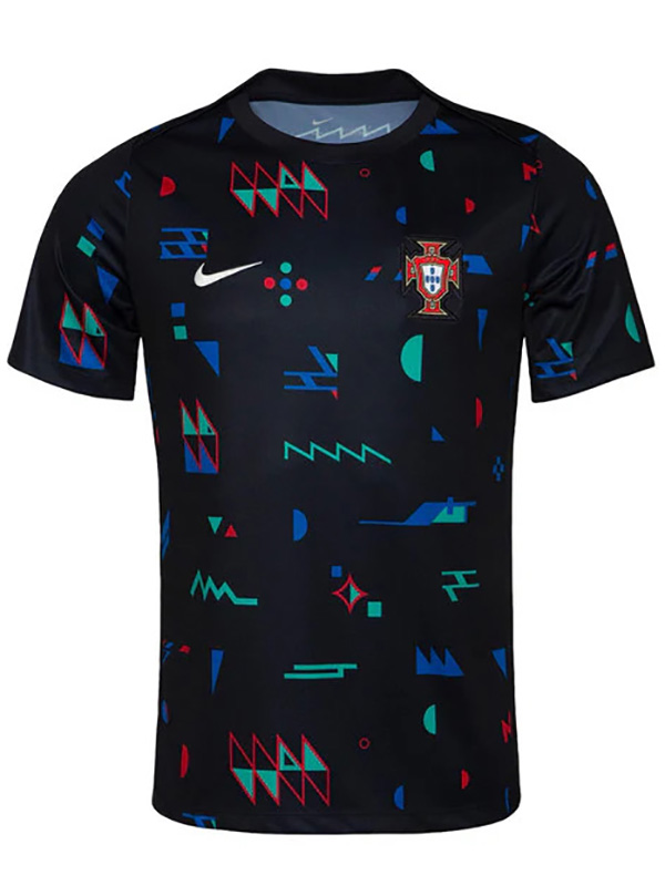 Portugal maillot d'avant-match entraînement uniforme de football vêtements de sport noirs pour hommes kit de football chemise haute 2024-2025